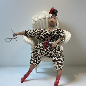 Rare Poupee Millet French Doll Bean Bag Girl 1980s 13-1/2"T - Numbered + Initial